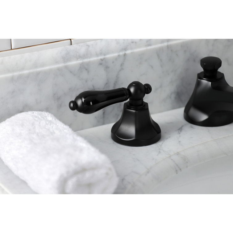 Matte Black Brass Widespread Bathroom Faucet with Pop-Up Drain