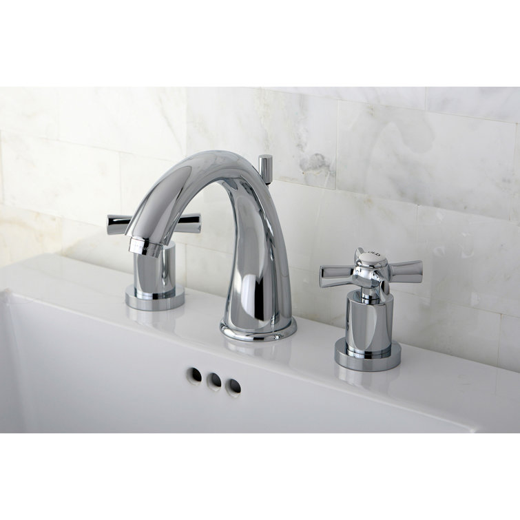Polished Chrome 8-Inch Widespread Bathroom Faucet with Cross Handles