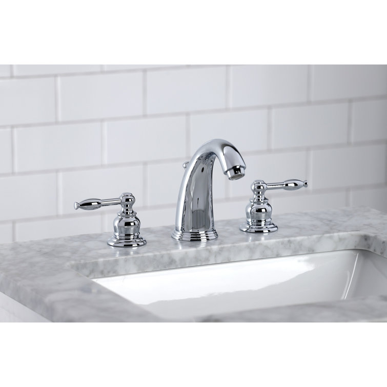 Polished Chrome 8-Inch Widespread Bathroom Faucet with Pop-Up Drain