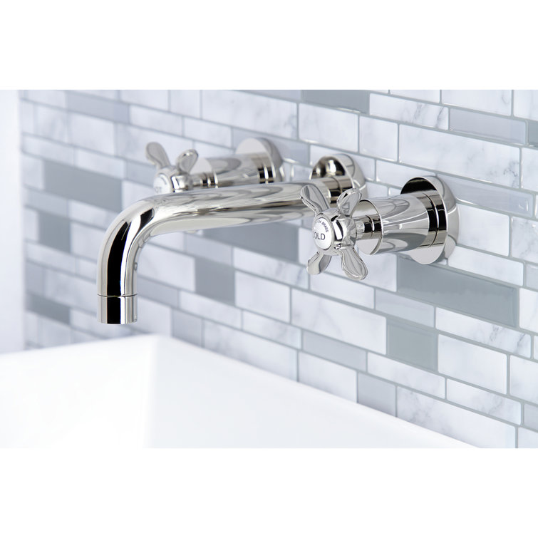 Victorian Grace Polished Nickel Wall-Mounted Bathroom Faucet