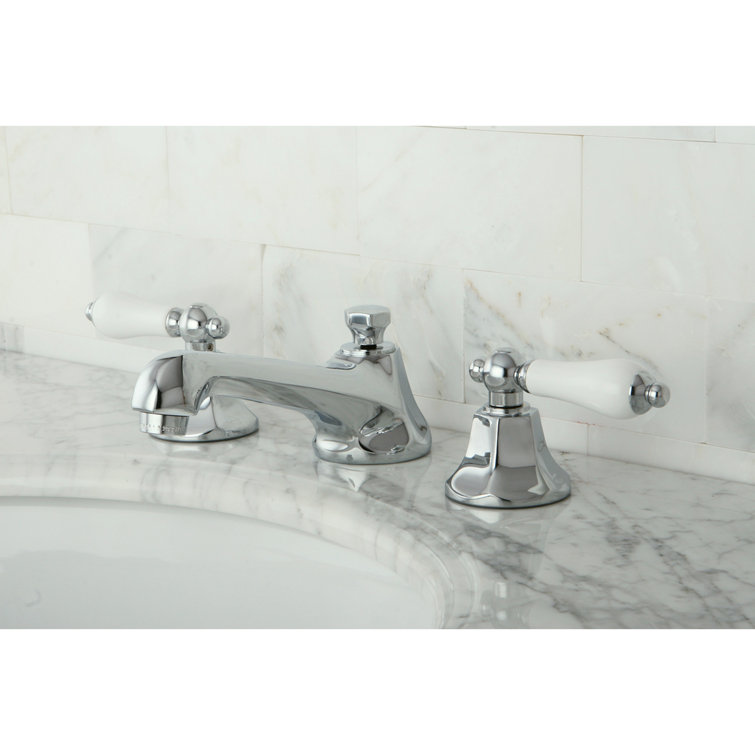 Brushed Brass 8" Widespread Bathroom Faucet with Lever Handles