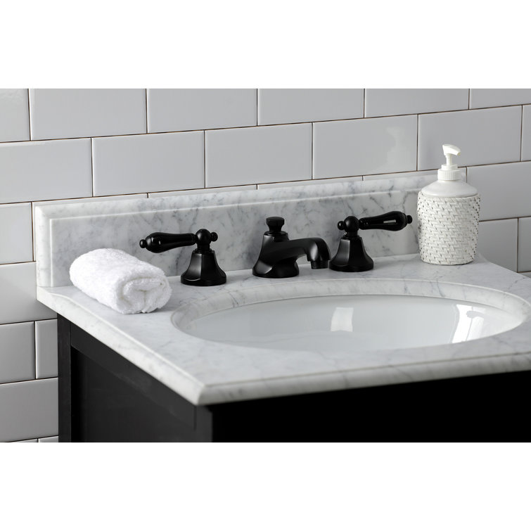 Matte Black Brass Widespread Bathroom Faucet with Pop-Up Drain