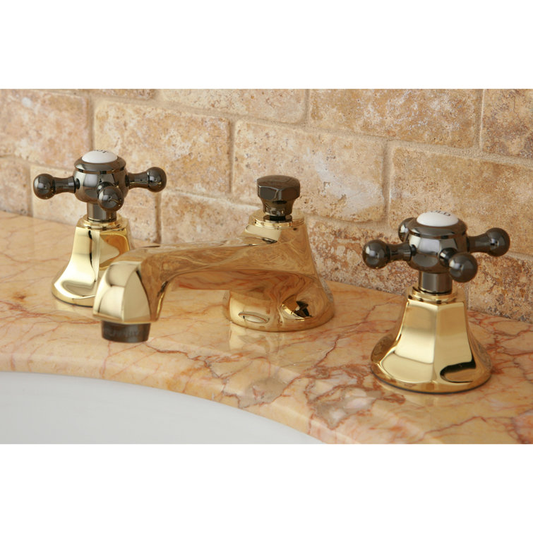 Onyx Inspire Polished Brass Widespread Bathroom Faucet with Pop-Up Drain