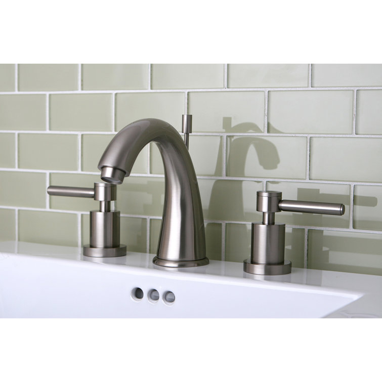 Brushed Nickel Widespread Bathroom Faucet with Lever Handles
