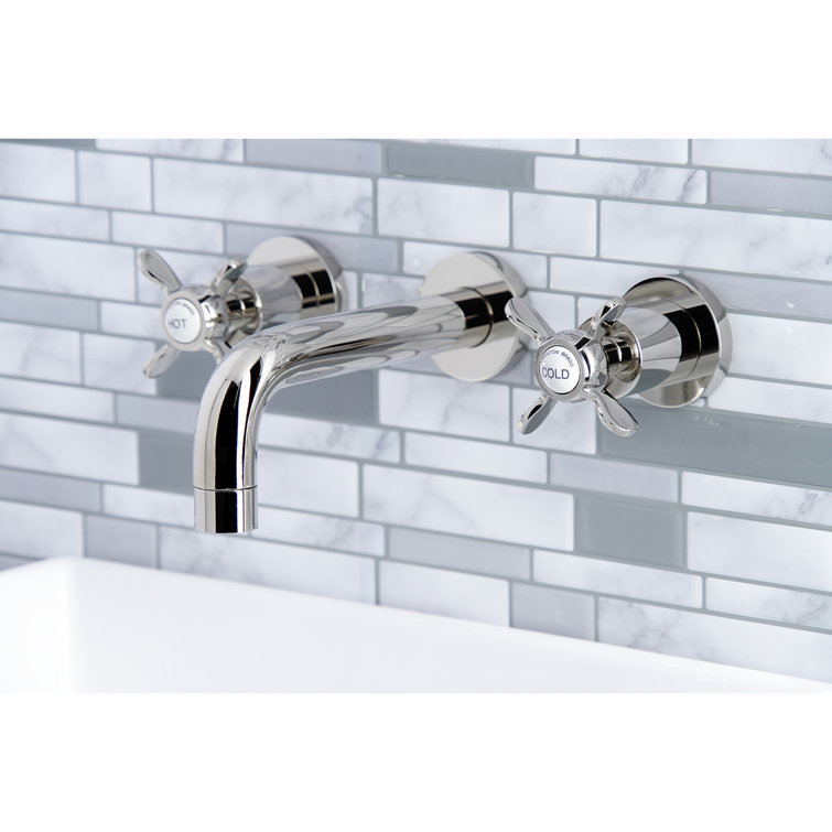 Victorian Grace Polished Nickel Wall-Mounted Bathroom Faucet