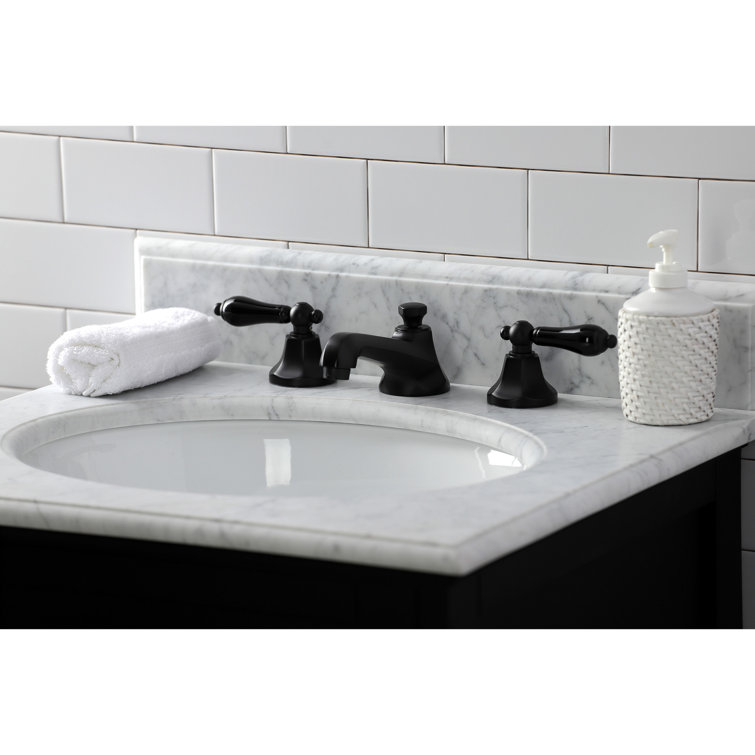 Matte Black Brass Widespread Bathroom Faucet with Pop-Up Drain
