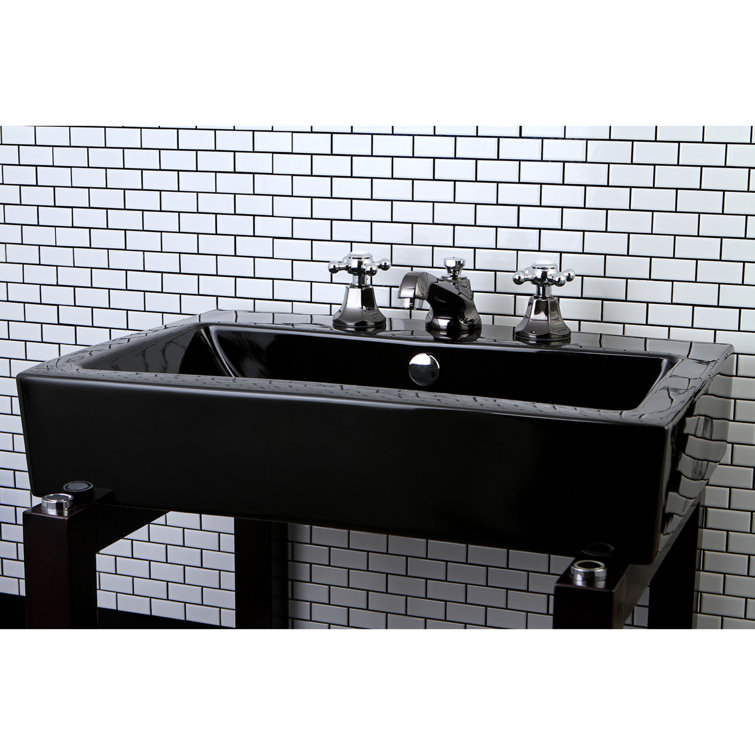 Water Onyx Black Nickel & Polished Chrome Widespread Bathroom Faucet