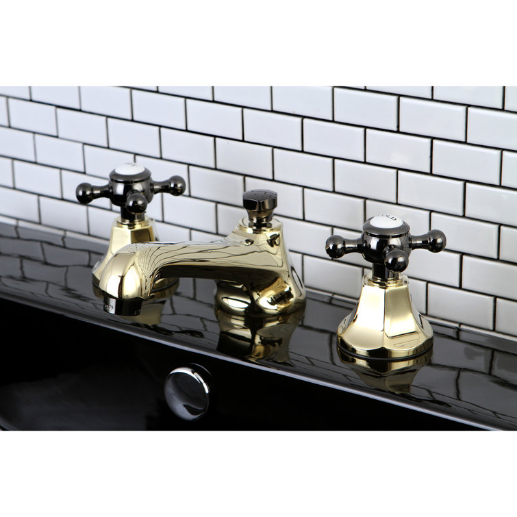 Onyx Inspire Polished Brass Widespread Bathroom Faucet with Pop-Up Drain