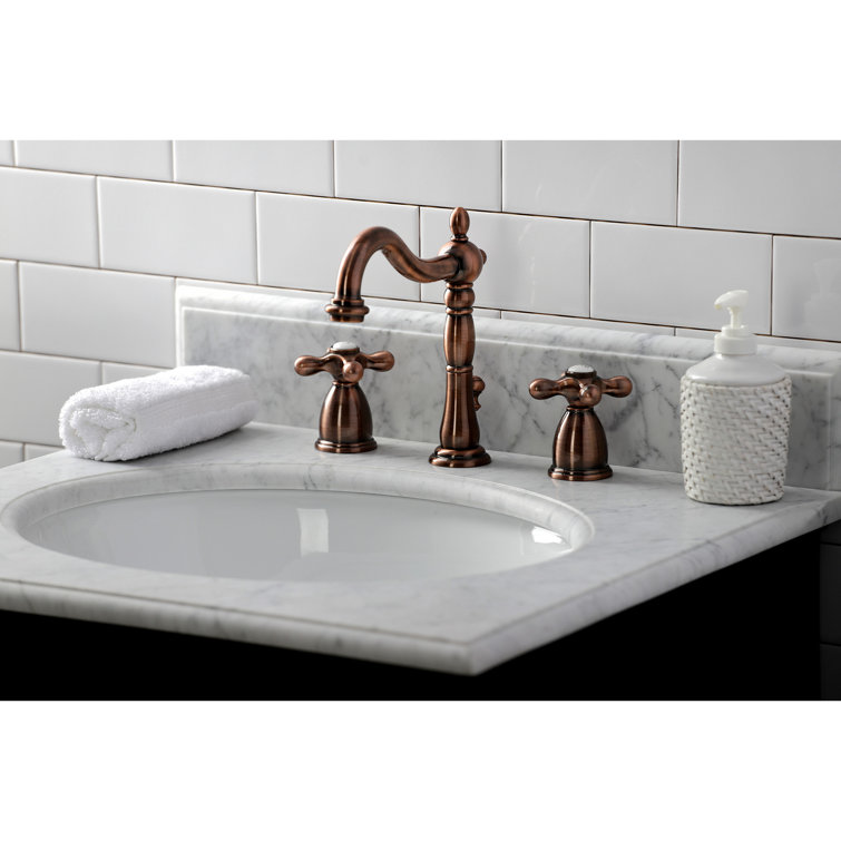 Elegant Antique Copper Brass Widespread Bathroom Faucet with Cross Handles