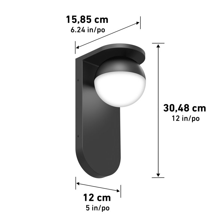 Matte Black Aluminum LED Wall Light with Frosted Plastic Lens