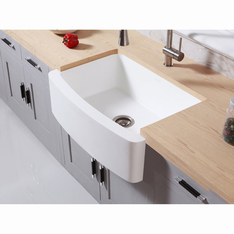 Matte White Stone Farmhouse Single Bowl Kitchen Sink