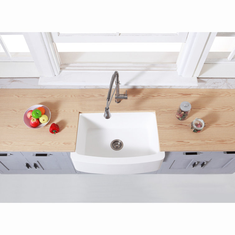 Matte White Stone Farmhouse Single Bowl Kitchen Sink