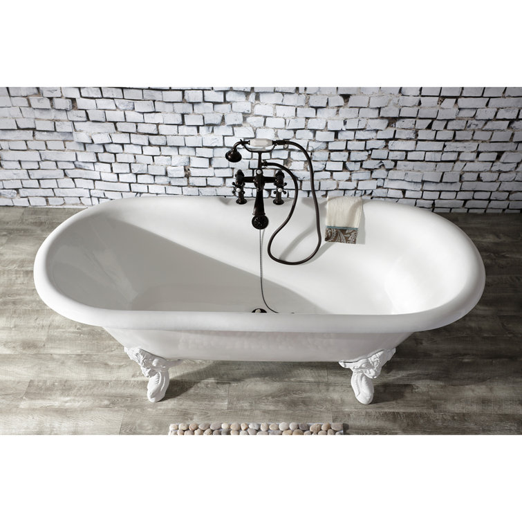 Aqua Eden 72-Inch White Cast Iron Double Ended Clawfoot Tub