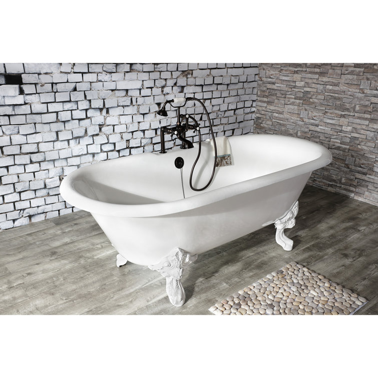 Aqua Eden 72-Inch White Cast Iron Double Ended Clawfoot Tub