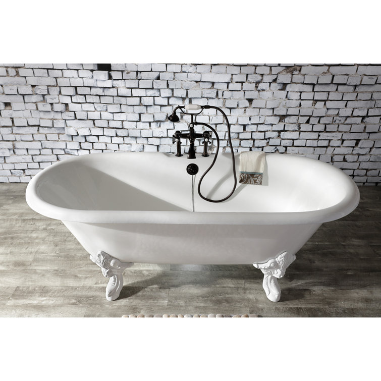 Aqua Eden 72-Inch White Cast Iron Double Ended Clawfoot Tub