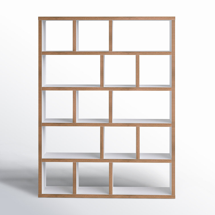 Berlin Pure White 59" Wide 5-Level Plywood Geometric Bookcase