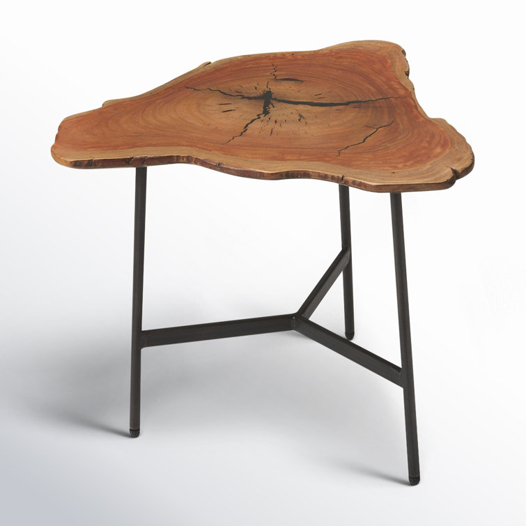Ipswich Solid Acacia Wood and Iron Live Edge Accent Table