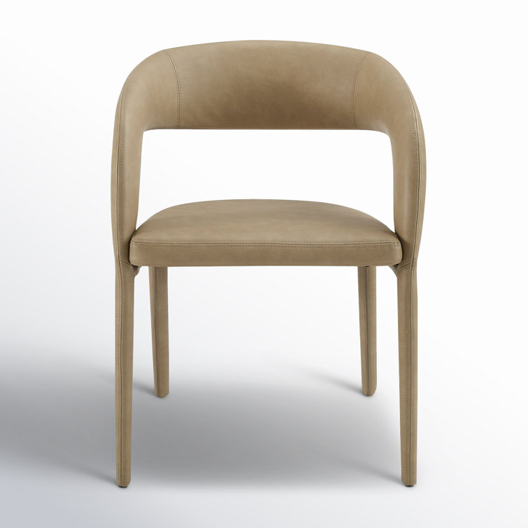 Tan Faux Leather Upholstered Arm Chair with Metal Legs