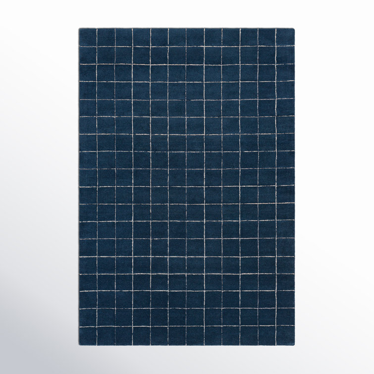Mallory Blue Hand Tufted Wool Rectangular Area Rug