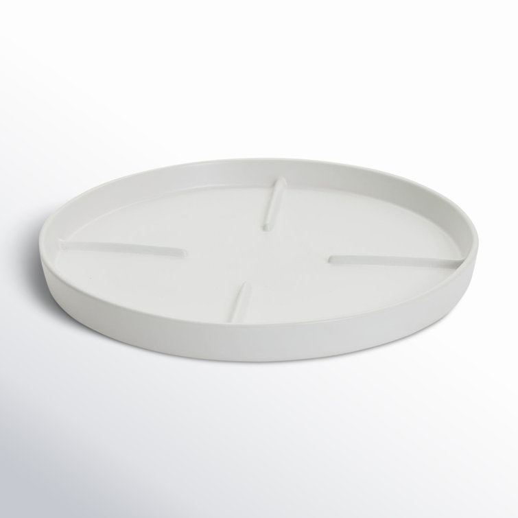 White Matte Round Plant Saucer Stand, 14.75" Diameter