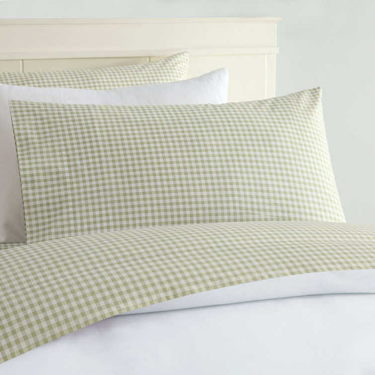 Twin Green Gingham Cotton Percale Sheet Set