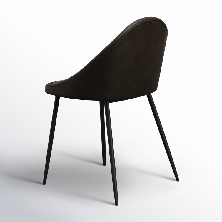 Tobacco Faux Leather Low Back Metal Side Chair Set