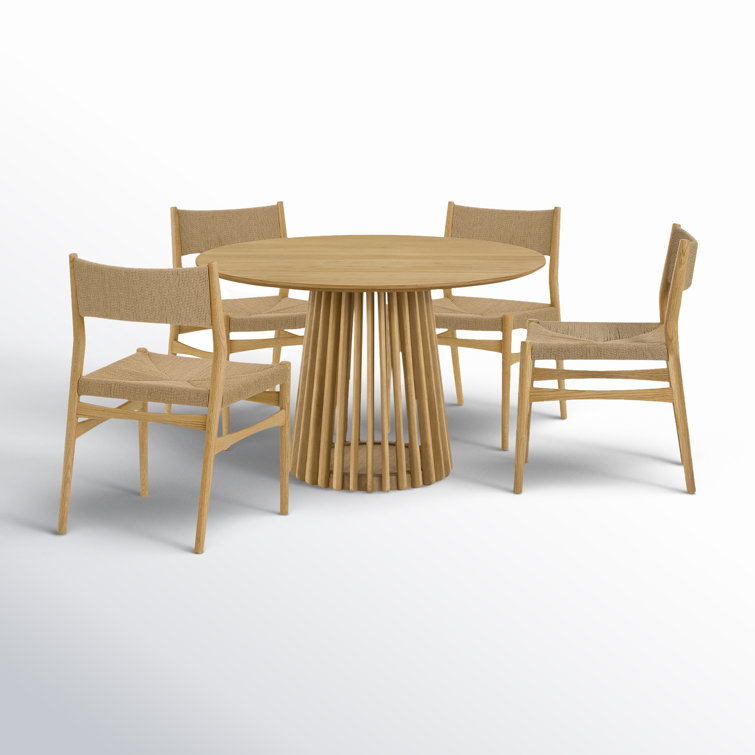 Natural Oak Round Dining Set with Paper Cord Seats