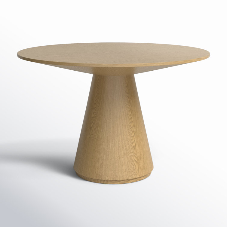 Round Oak Contemporary Dining Table with Flared Base