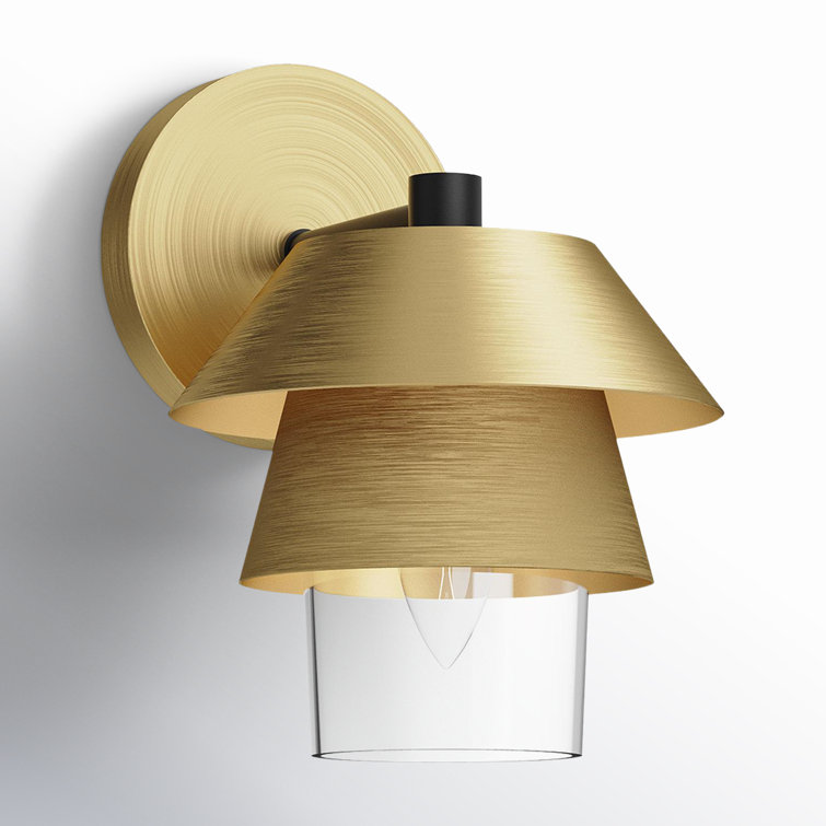 Brushed Gold and Clear Glass Dimmable Steel Sconce