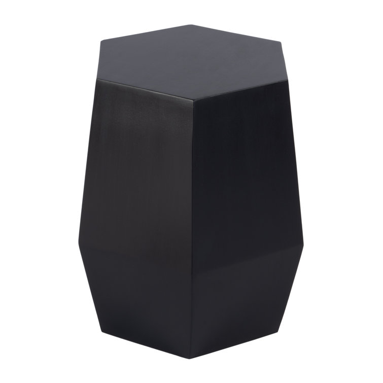 Round Dark Brown Wood and Gold Metal Accent Table