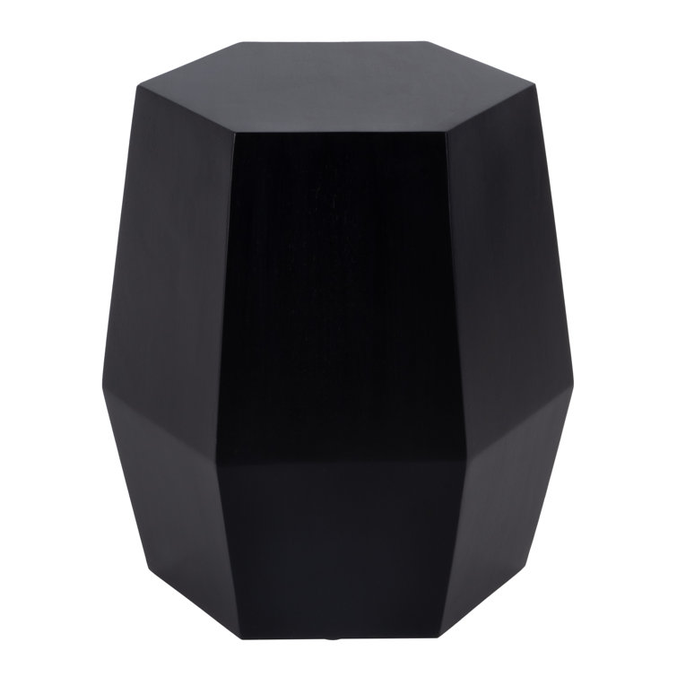 Round Dark Brown Wood and Gold Metal Accent Table