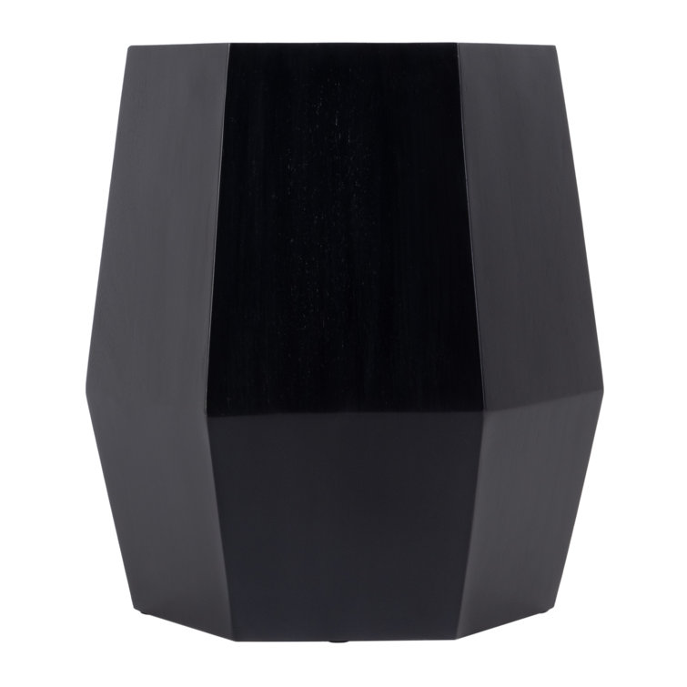 Round Dark Brown Wood and Gold Metal Accent Table