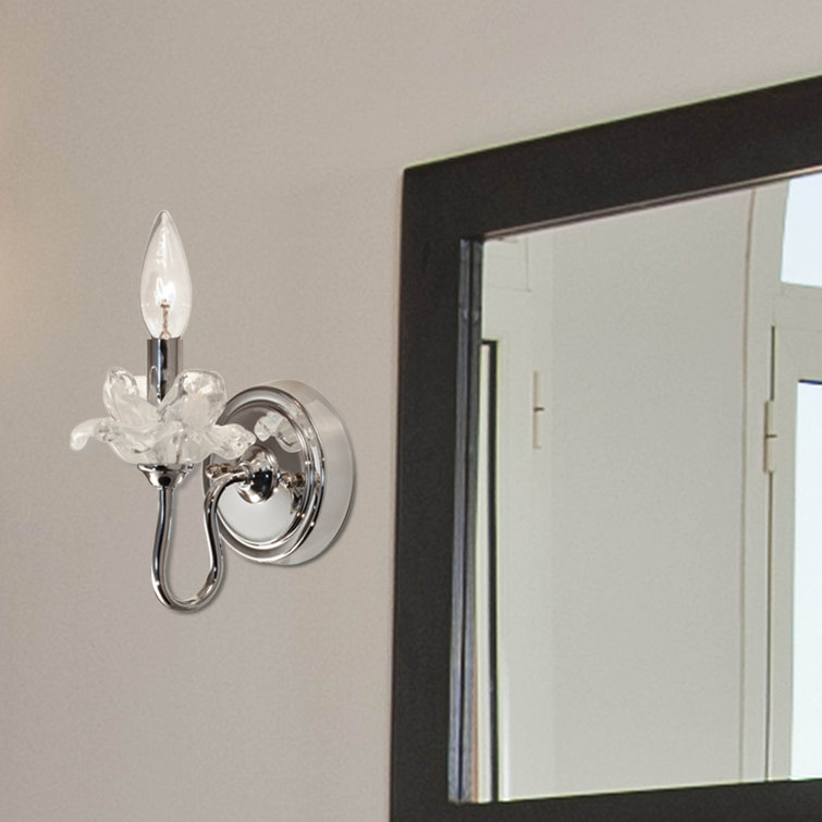 Bittersweet Faceted Floral Chrome Wall Sconce