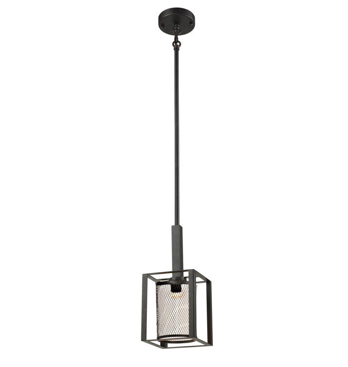 Dixon Antique Bronze LED Mini Pendant with Mesh Shade