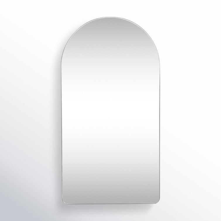 Silver Arched Medicine Cabinet with Glass Shelves