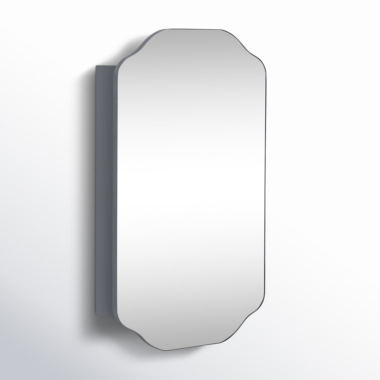 Silver Mirrored Medicine Cabinet with Shaped Silhouette