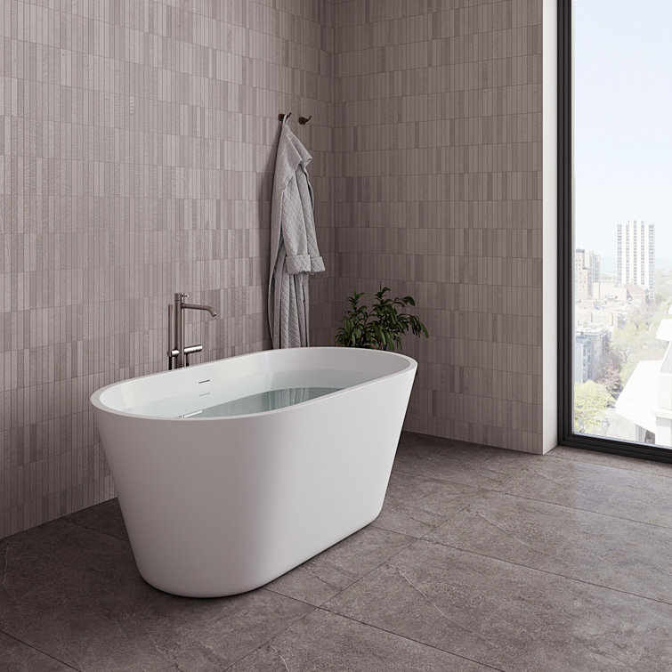 54" Glossy White Acrylic Freestanding Soaking Bathtub