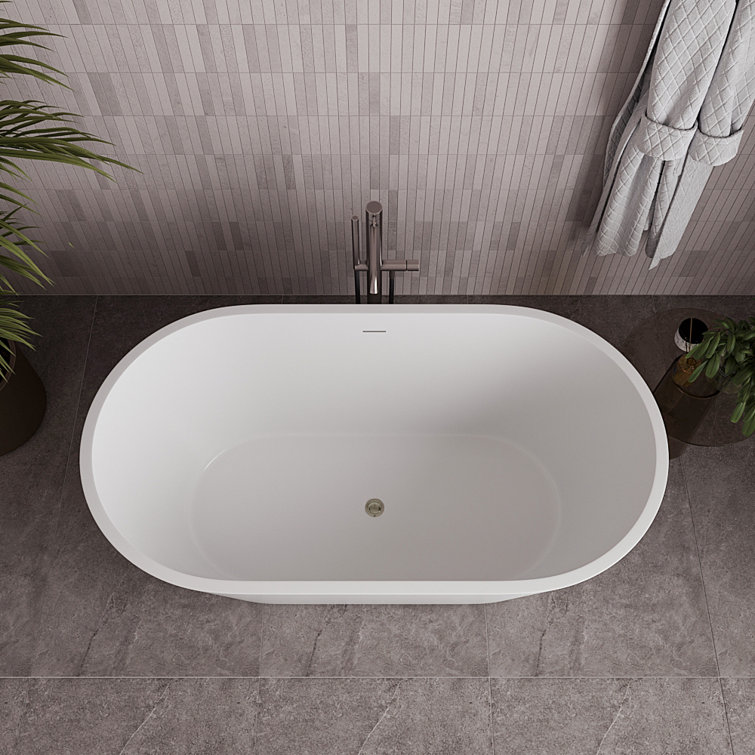 54" Glossy White Acrylic Freestanding Soaking Bathtub
