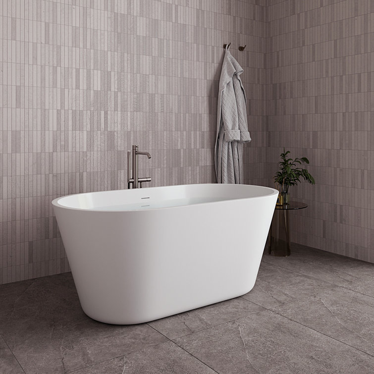 54" Glossy White Acrylic Freestanding Soaking Bathtub