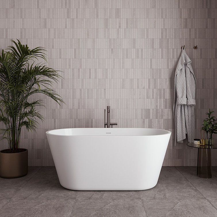 54" Glossy White Acrylic Freestanding Soaking Bathtub