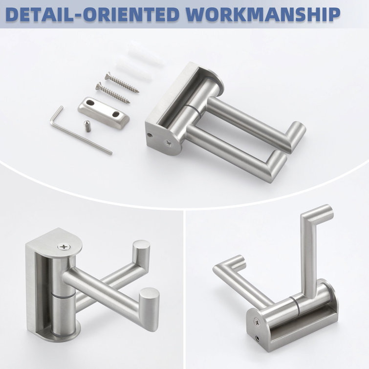Brushed Nickel Wall Mounted Swivel Double Hook