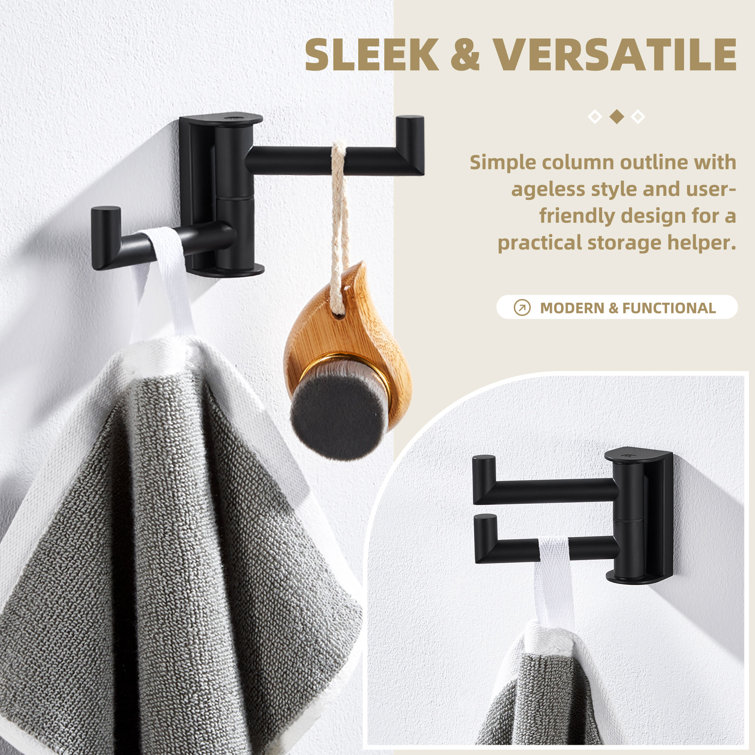 Matte Black Stainless Steel Swivel Double Robe Hook