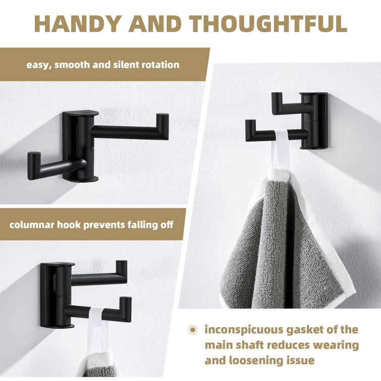 Matte Black Stainless Steel Swivel Double Robe Hook