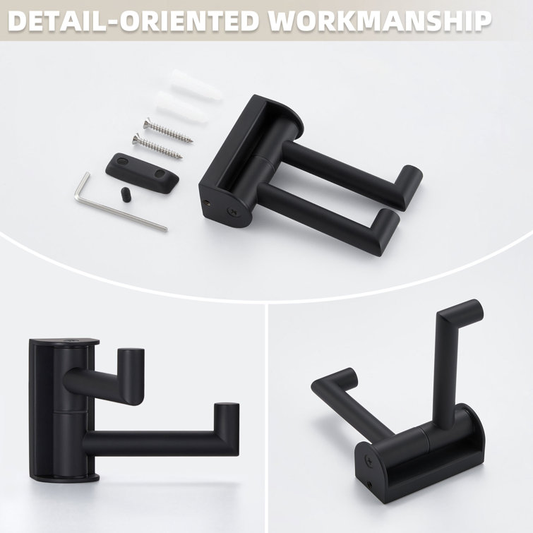 Matte Black Stainless Steel Swivel Double Robe Hook