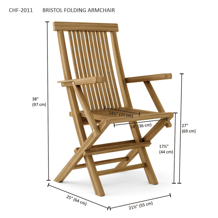 Bristol Teak Folding Outdoor Dining Armchair