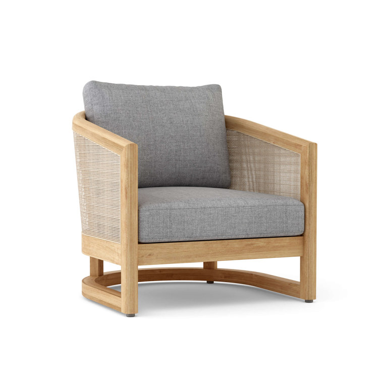 Natural Teak and Rattan 4-Piece Outdoor Seating Set