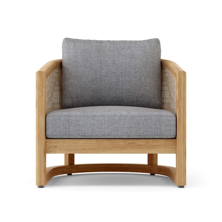 Natural Teak and Rattan 4-Piece Outdoor Seating Set