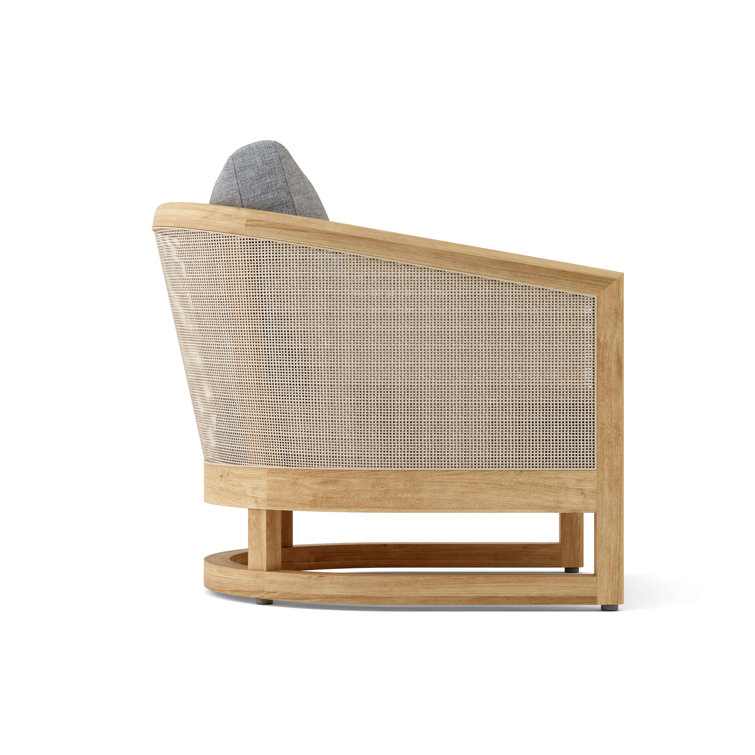 Natural Teak and Rattan 4-Piece Outdoor Seating Set