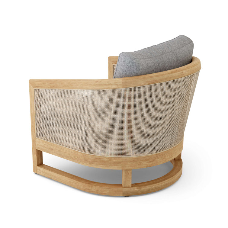 Natural Teak and Rattan 4-Piece Outdoor Seating Set