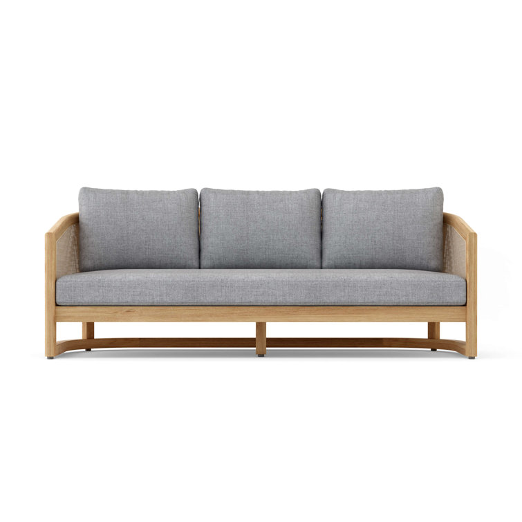 Natural Teak and Rattan 4-Piece Outdoor Seating Set
